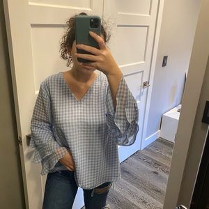 Long sleeve gingham blouse